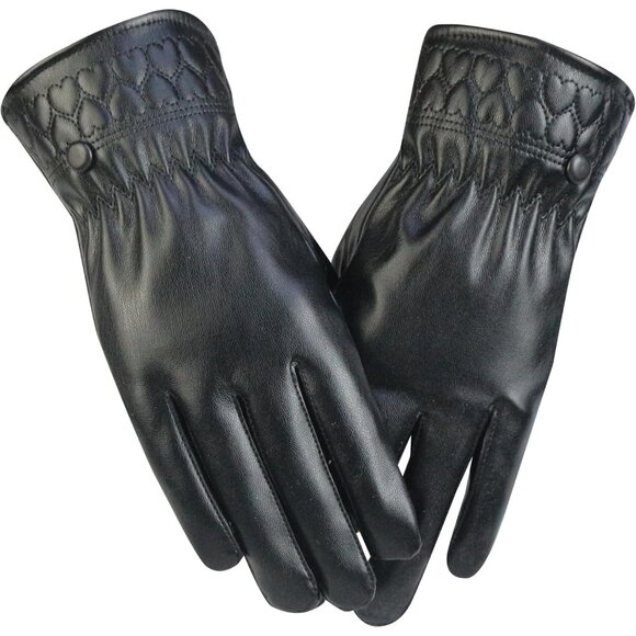 Long Keeper Women Black Winter Soft Warm Lined Touchscreen Texting Leather Glove - Picture 8 of 8